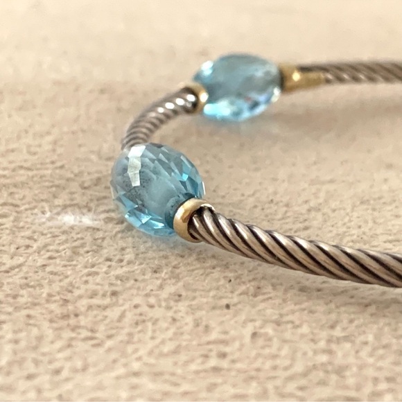 RARE David Yurman bijoux 18k blue topaz station bangle - Picture 7 of 10